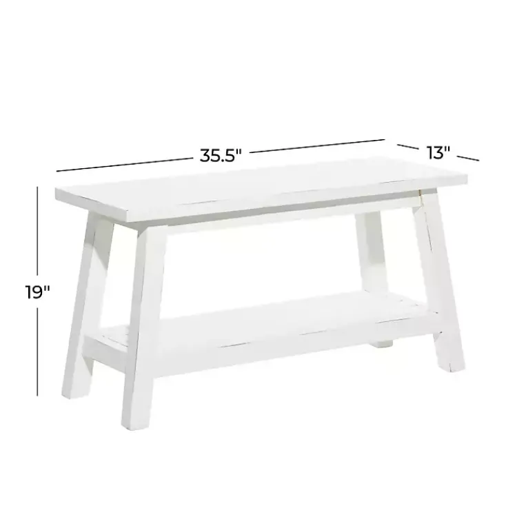 Kirklands Home Entryway Furniture|Wood Bench with Slatted Wood Base White
