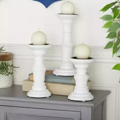 Best Wood Column Pillar Candle Holders, Set of 3 Candle Holders