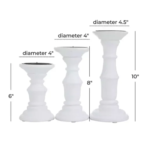 Best Wood Column Pillar Candle Holders, Set of 3 Candle Holders