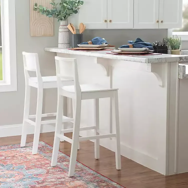 Kirklands Home Bar Stools & Counter Height Stools|Wood Devin Bar Stools, Set of 2 White