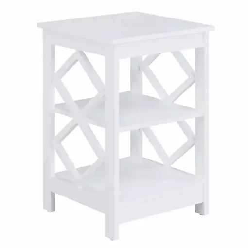 Kirklands Home Accent & End Tables|Wood Diamond 2-Tier Accent Table White