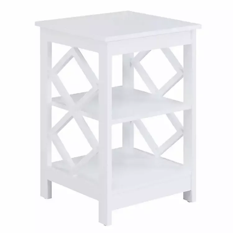 Kirklands Home Accent & End Tables|Wood Diamond 2-Tier Accent Table White