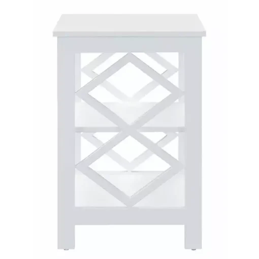 Kirklands Home Accent & End Tables|Wood Diamond 2-Tier Accent Table White