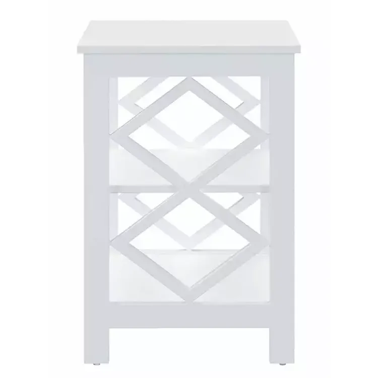 Kirklands Home Accent & End Tables|Wood Diamond 2-Tier Accent Table White