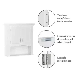 Kirklands Home Wall Storage|Wood 2-Door Open Shelf Wall Cabinet White