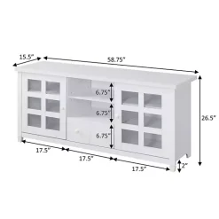 Kirklands Home Tv Stands & Media Consoles|Wood 2-Door Windowpane Media Cabinet White
