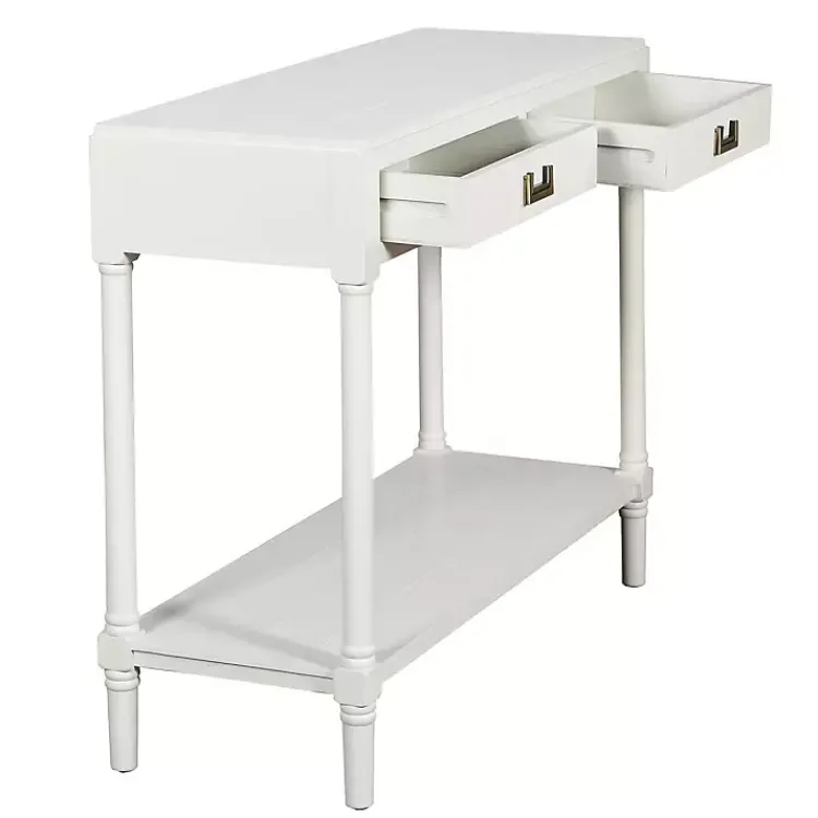 Kirklands Home Console Tables|Wood 2-Drawer Layla Console Table White