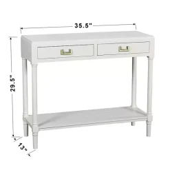 Kirklands Home Console Tables|Wood 2-Drawer Layla Console Table White