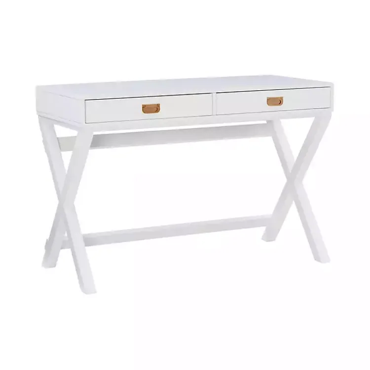 Kirklands Home Office Furniture|Wood 2-Drawer X-Frame Desk White