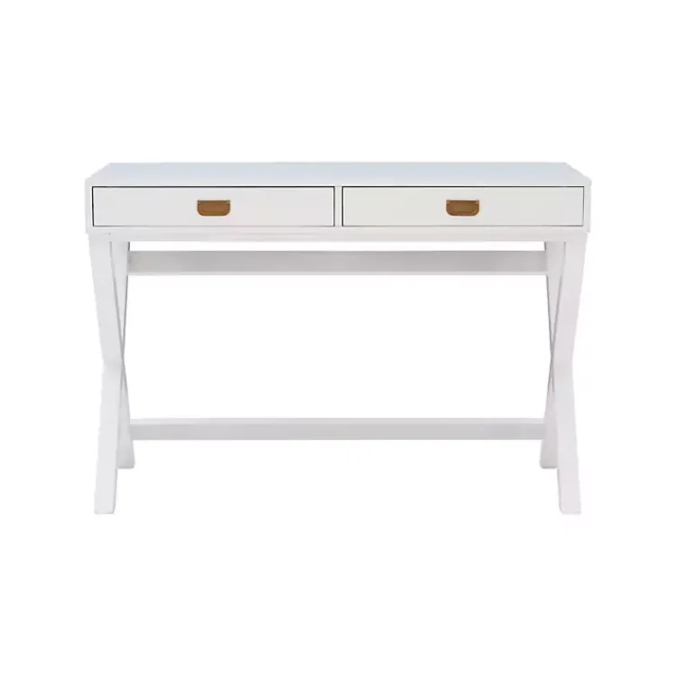 Kirklands Home Office Furniture|Wood 2-Drawer X-Frame Desk White