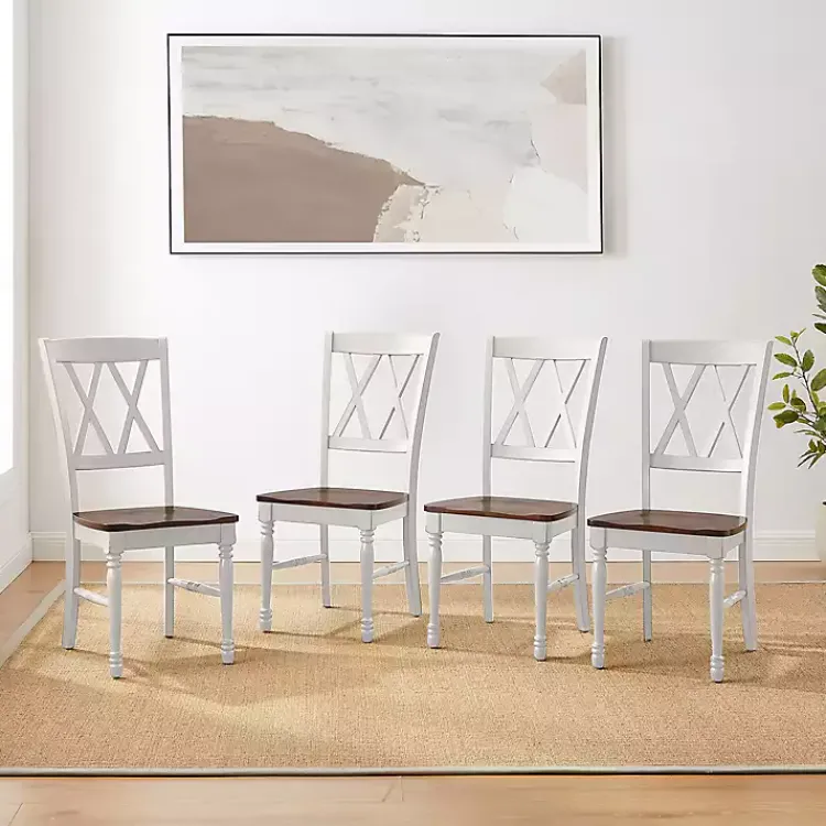 Kirklands Home Dining Chairs|Wood Farmhouse Dining Chairs, Set of 4 White