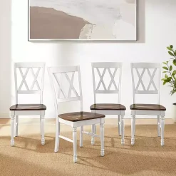 Kirklands Home Dining Chairs|Wood Farmhouse Dining Chairs, Set of 4 White