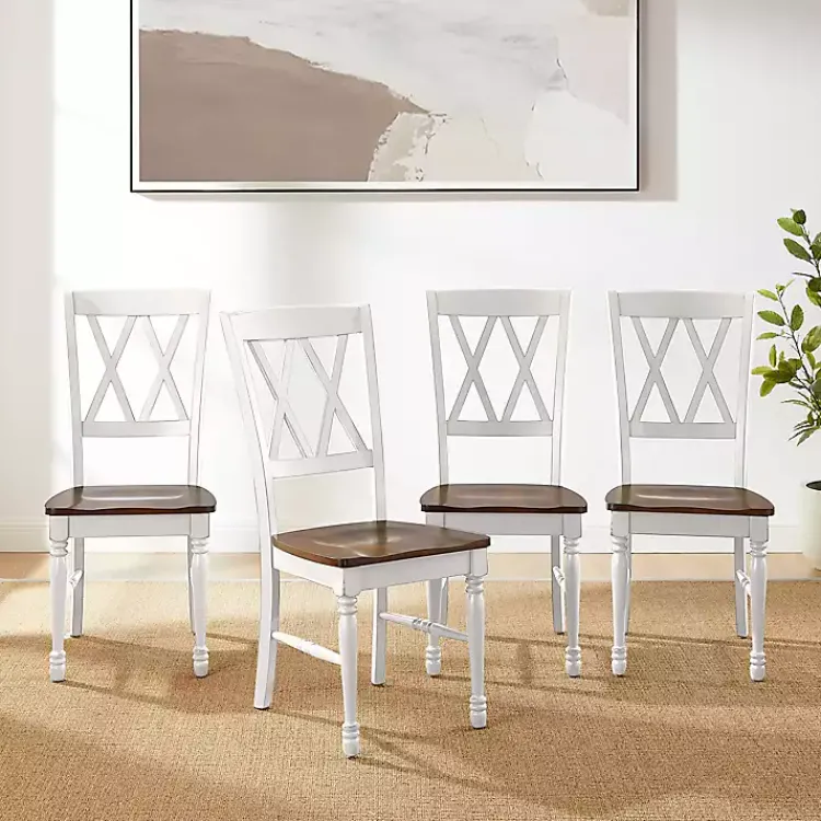 Kirklands Home Dining Chairs|Wood Farmhouse Dining Chairs, Set of 4 White