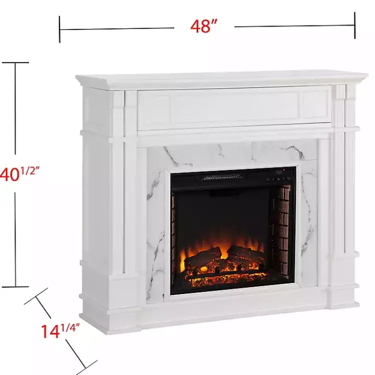 Kirklands Home Tv Stands & Media Consoles|Wood Faux Marble LED Media Fireplace White