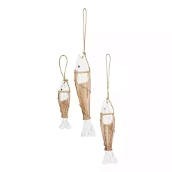 Kirklands Home Wall Plaques|White Wood Fish Hanging Wall Plaques, Set of 3