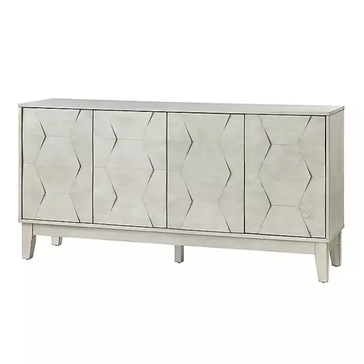 Kirklands Home Cabinets & Sideboards|Wood Geometric 4-Door Cabinet White