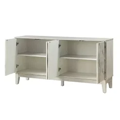 Kirklands Home Cabinets & Sideboards|Wood Geometric 4-Door Cabinet White