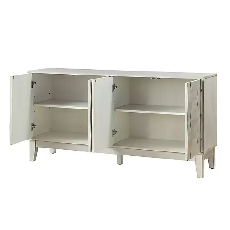 Kirklands Home Cabinets & Sideboards|Wood Geometric 4-Door Cabinet White