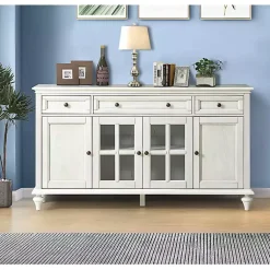 Kirklands Home Cabinets & Sideboards|Wood Glass Door Sideboard Cabinet White