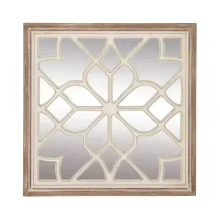 Kirklands Home Decorative Mirrors|White Wood Lattice Overlay Mirror