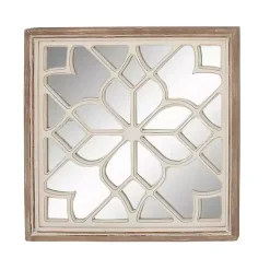 Kirklands Home Decorative Mirrors|White Wood Lattice Overlay Mirror