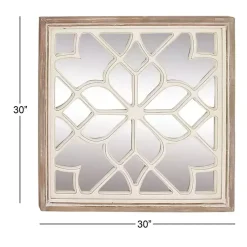 Kirklands Home Decorative Mirrors|White Wood Lattice Overlay Mirror
