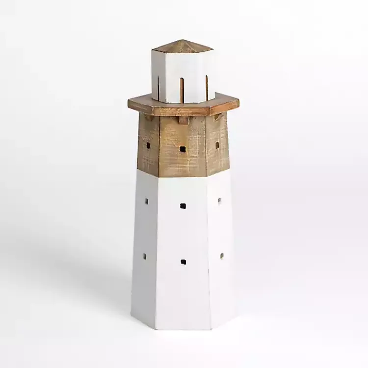 Hot White Wood Lighthouse Statue, 18 in. Statues & Figurines