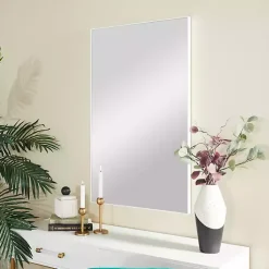 Kirklands Home Framed Mirrors|White Wood Rectangular Wall Mirror, 24x40 in.