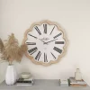 Kirklands Home Clocks|White Wood Scalloped Frame Wall Clock
