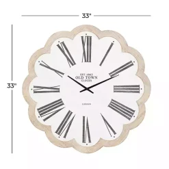 Kirklands Home Clocks|White Wood Scalloped Frame Wall Clock