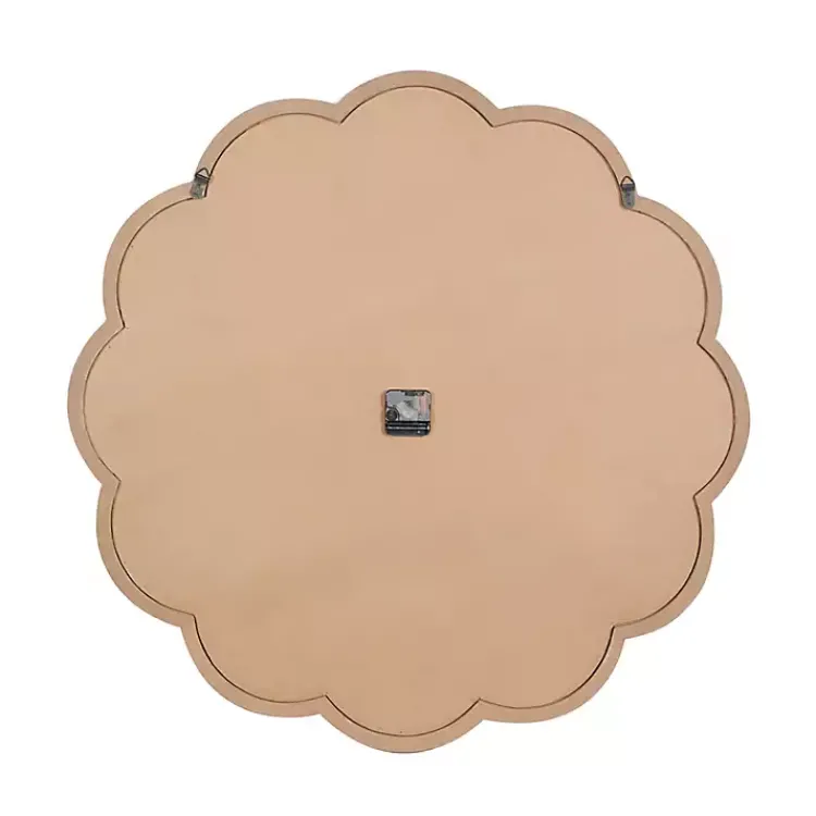 Kirklands Home Clocks|White Wood Scalloped Frame Wall Clock