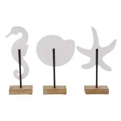 Clearance White Wood Sea Creature Statues, Set of 3 Statues & Figurines