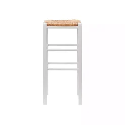 Kirklands Home Bar Stools & Counter Height Stools|White Wood Seagrass Backless 2-pc. Bar Stool Set Tan