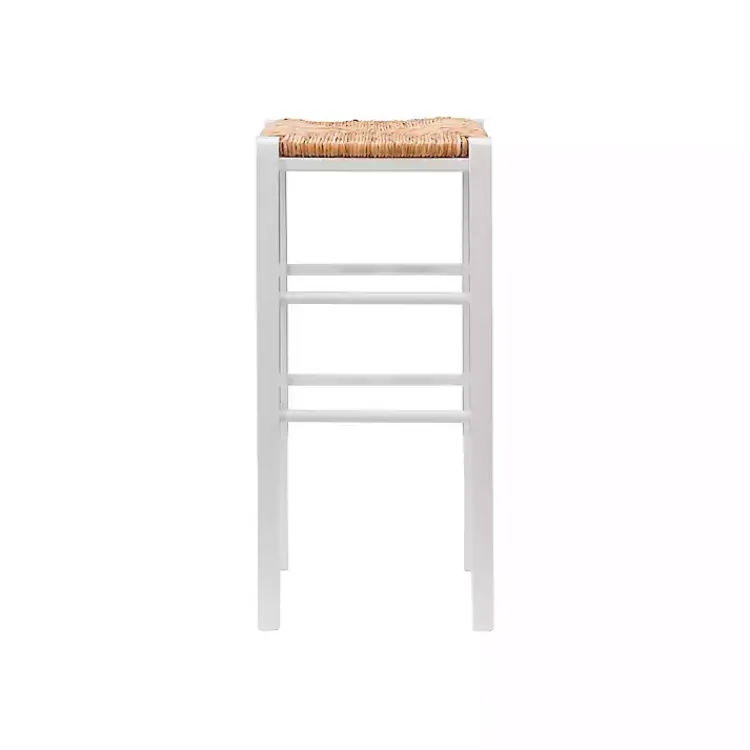 Kirklands Home Bar Stools & Counter Height Stools|White Wood Seagrass Backless 2-pc. Bar Stool Set Tan