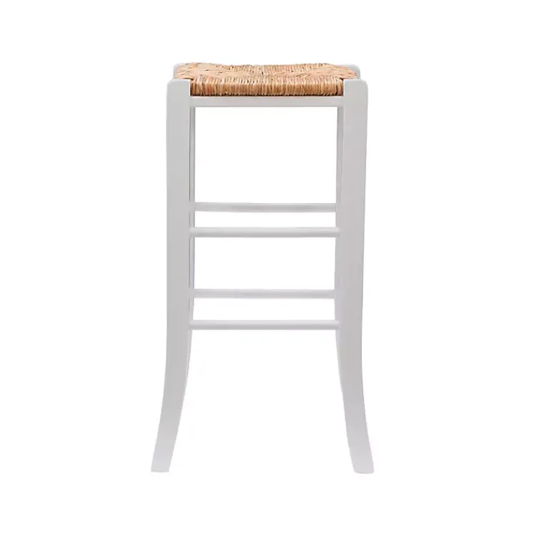 Kirklands Home Bar Stools & Counter Height Stools|White Wood Seagrass Backless 2-pc. Bar Stool Set Tan