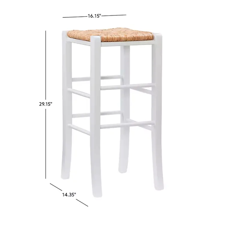 Kirklands Home Bar Stools & Counter Height Stools|White Wood Seagrass Backless 2-pc. Bar Stool Set Tan