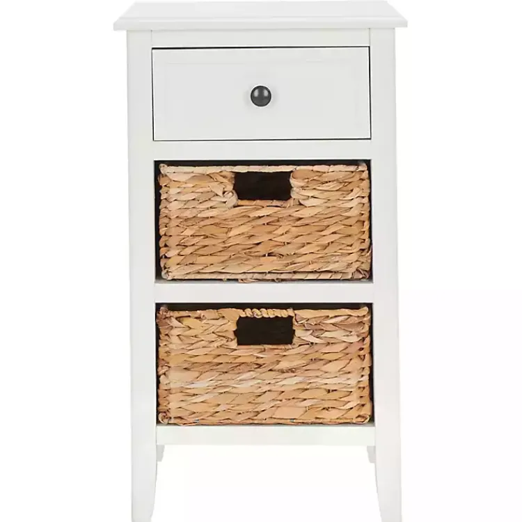 Kirklands Home Accent & End Tables|Wood Side Table with Baskets White