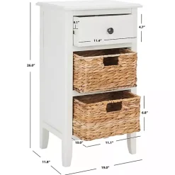 Kirklands Home Accent & End Tables|Wood Side Table with Baskets White