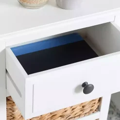 Kirklands Home Accent & End Tables|Wood Side Table with Baskets White