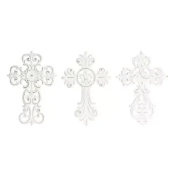 Kirklands Home Wall Plaques|Wood Wall Cross Wall Plaques, Set of 3 White