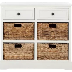 Kirklands Home Cabinets & Sideboards|Wood Woven Baskets Cabinet White