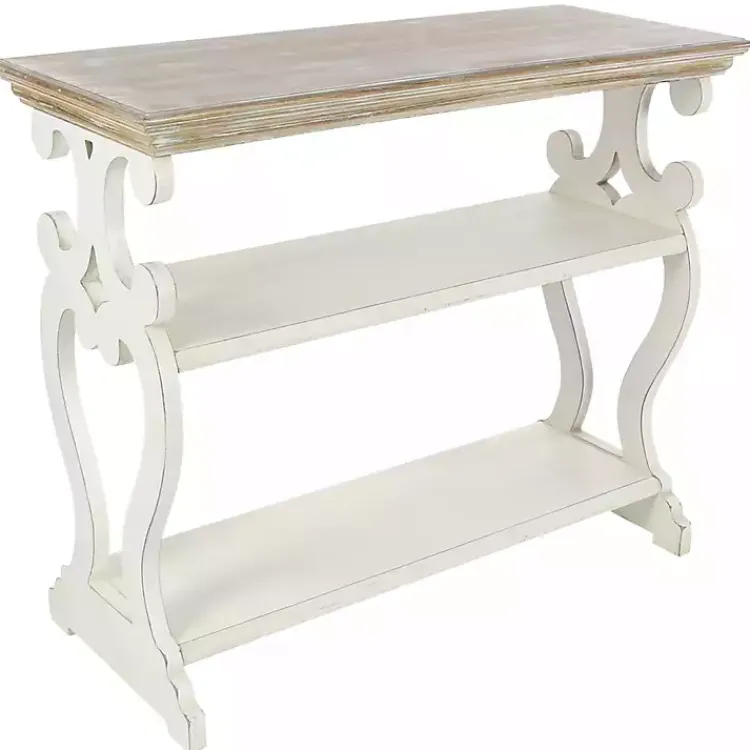 Kirklands Home Console Tables|Wooden 2-Shelf Console Table White