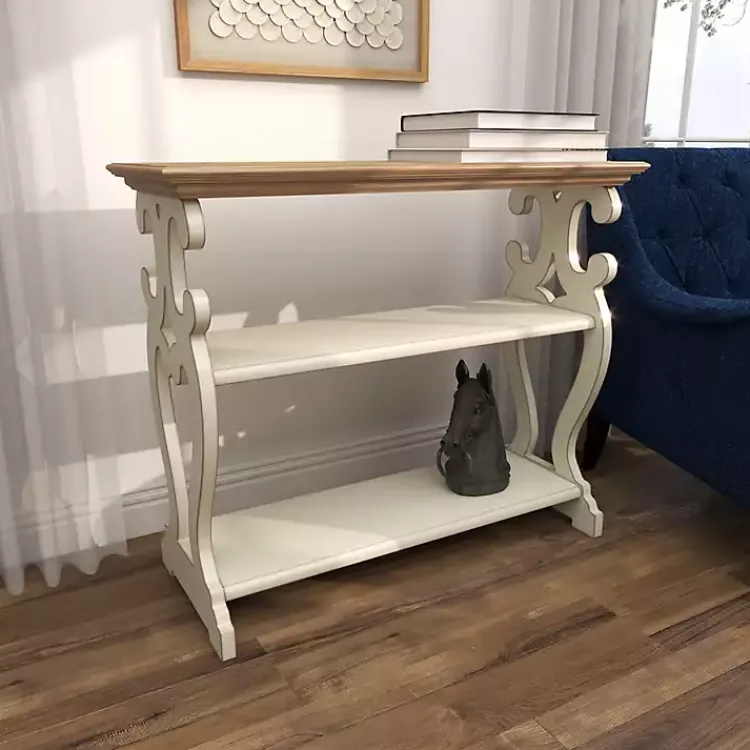 Kirklands Home Console Tables|Wooden 2-Shelf Console Table White