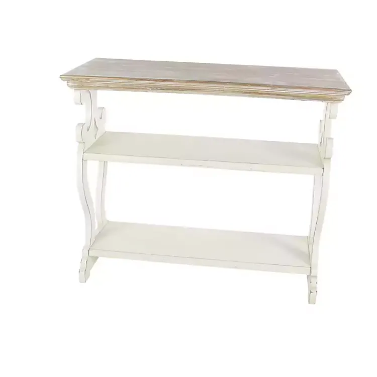 Kirklands Home Console Tables|Wooden 2-Shelf Console Table White