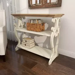 Kirklands Home Console Tables|Wooden 2-Shelf Console Table White