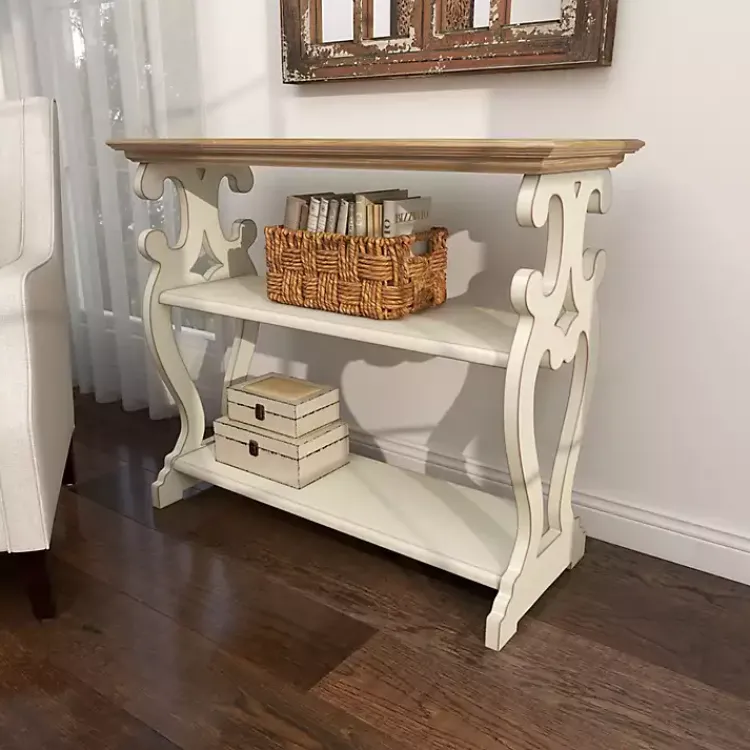 Kirklands Home Console Tables|Wooden 2-Shelf Console Table White