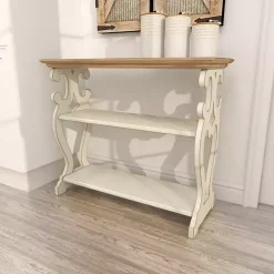 Kirklands Home Console Tables|Wooden 2-Shelf Console Table White