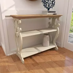 Kirklands Home Console Tables|Wooden 2-Shelf Console Table White