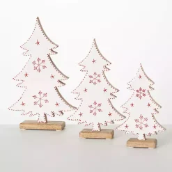 Discount White Woodland Snowflake Christmas Trees, Set of 3 Christmas Decorations