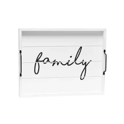 Clearance Whitewash Family Wooden Tray Decorative Trays